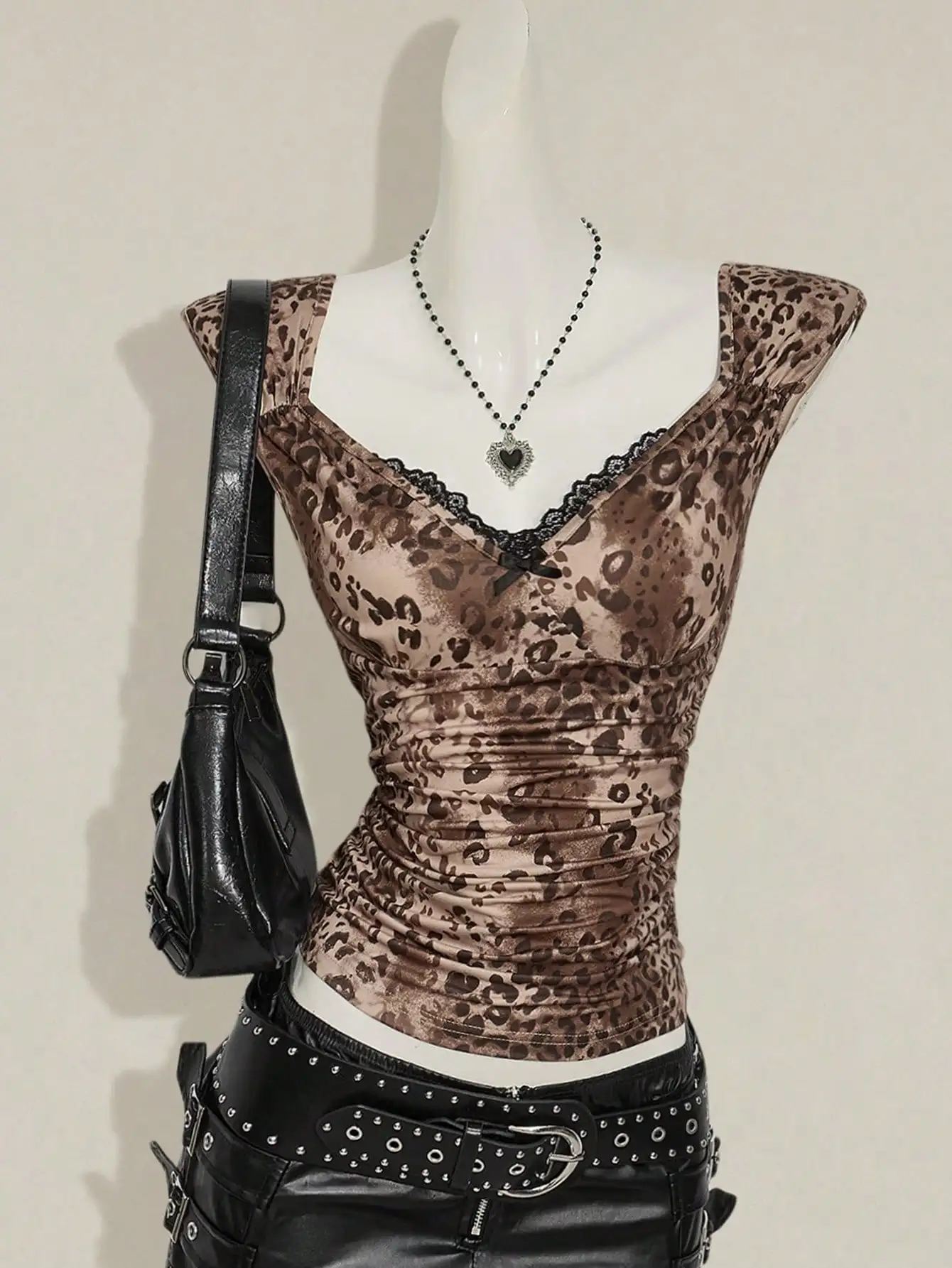 Women Fashion Icon - ICON Women's Leopard Print Contrast Lace