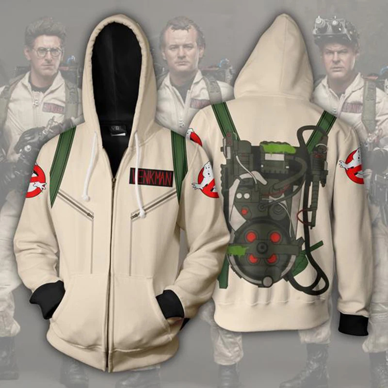 Women'S Fashion Sweatshirts - Fashion Ghost busters Zip up Hoodies