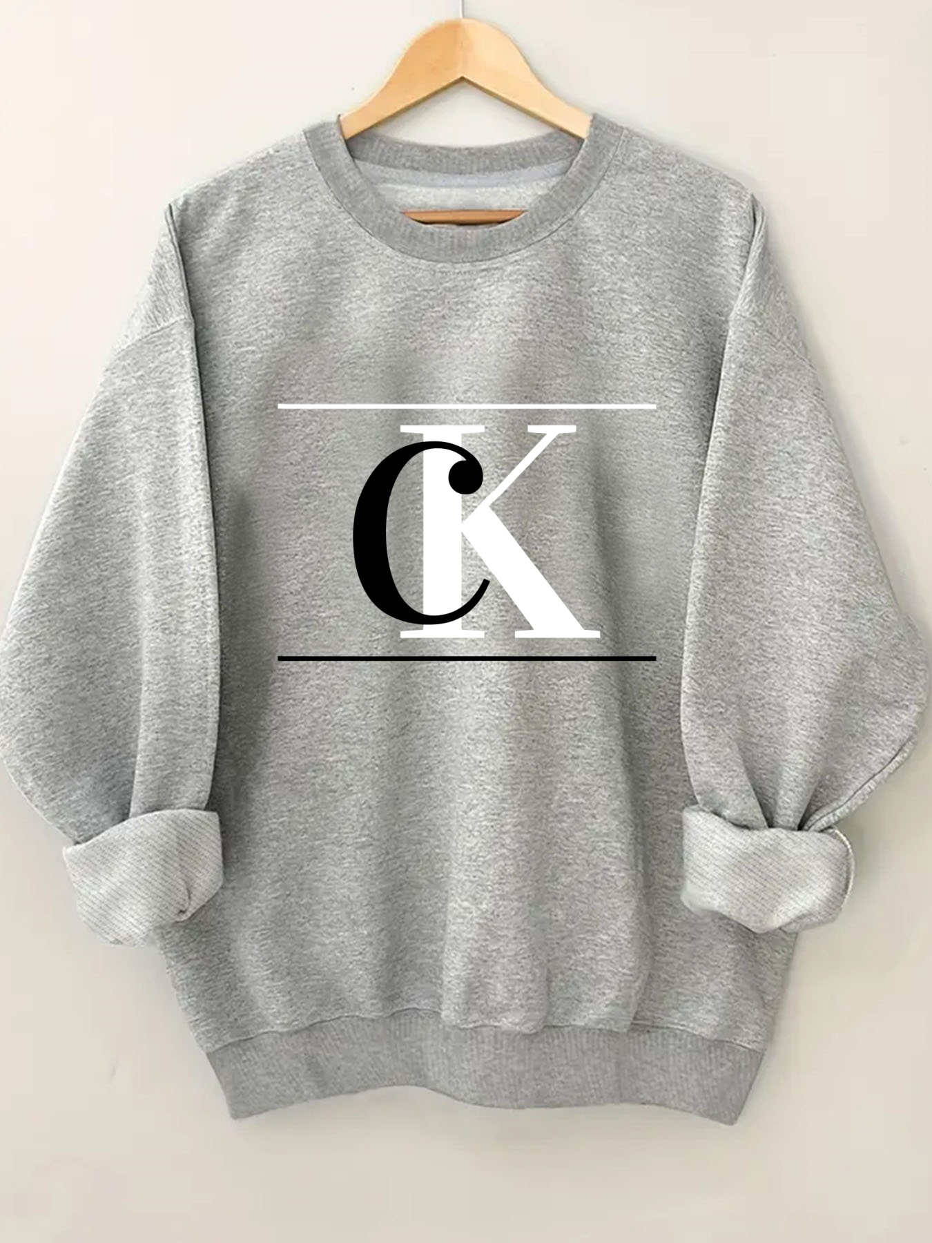 Women'S Fashion Sweatshirts - Fashionable Geometric Letter Print round Neck