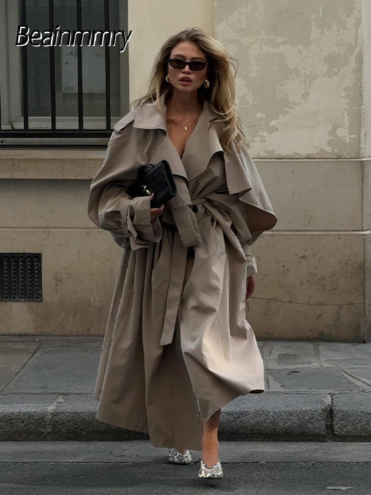 Women'S Fashion Raincoat - Women's Lace Up Long Trench Coat