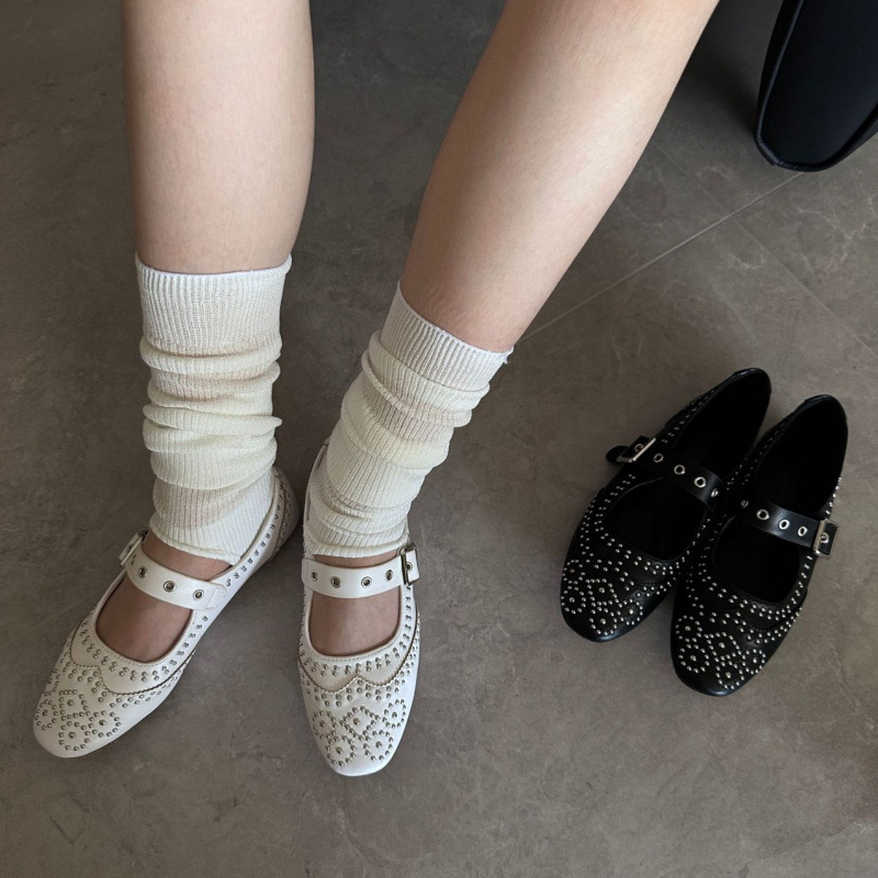 Retro Rivet Buckle Design Flat - Women Fashion Brand のレビューと価格