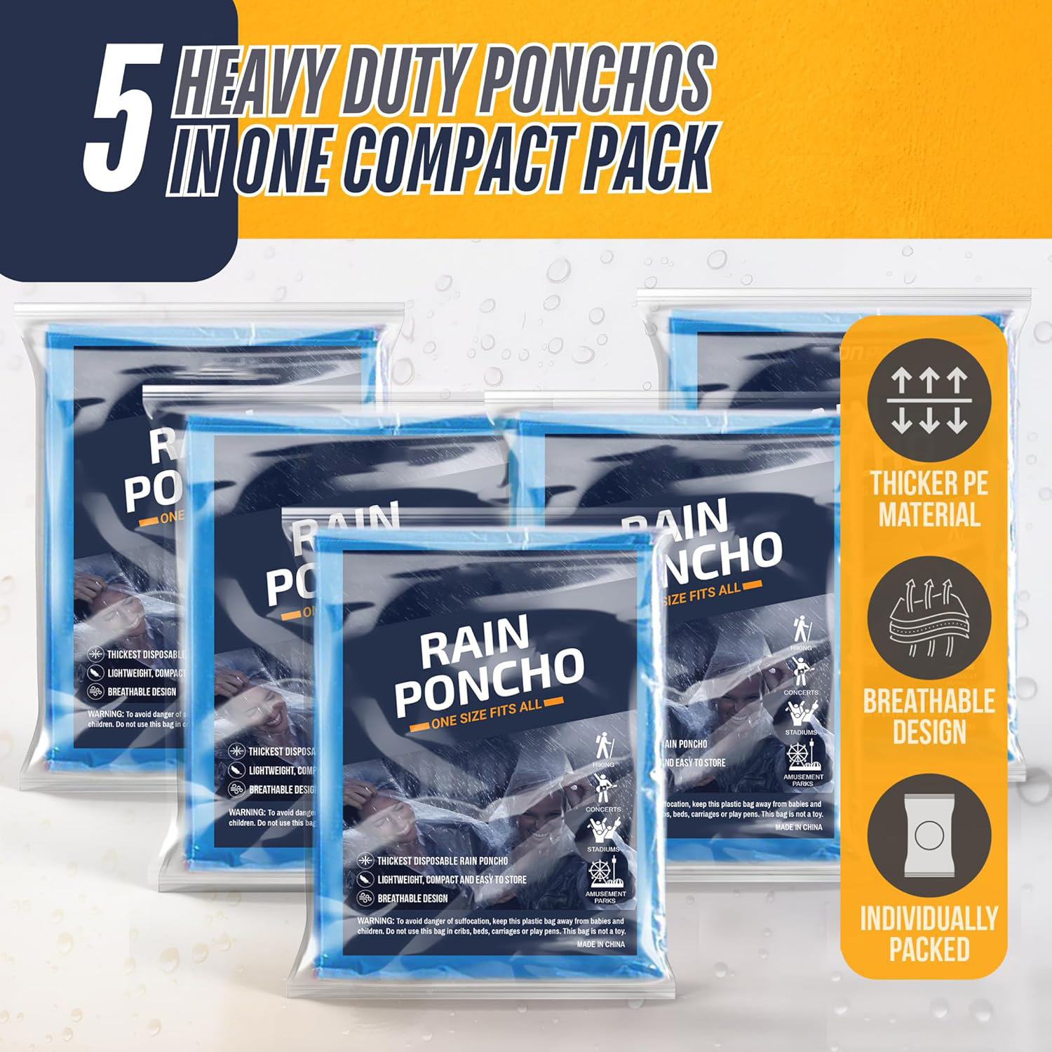 5Pcs Disposable Rain Ponchos f - Women'S Fashion Raincoat のレビューと価格