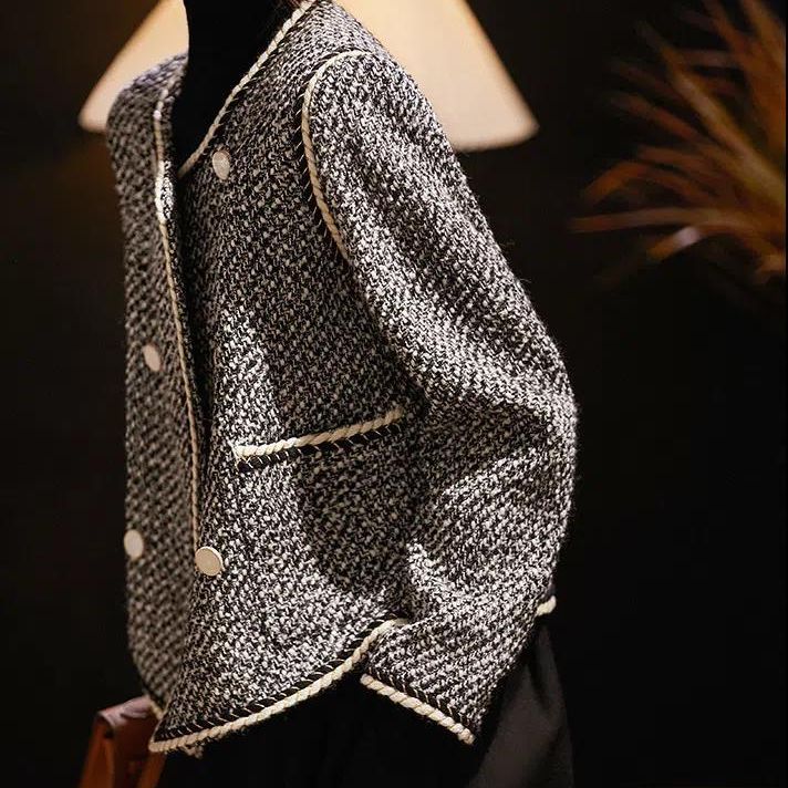 Tweed Jackets Woman White Shor - Women'S Fashion Utility Jacket のレビューと価格
