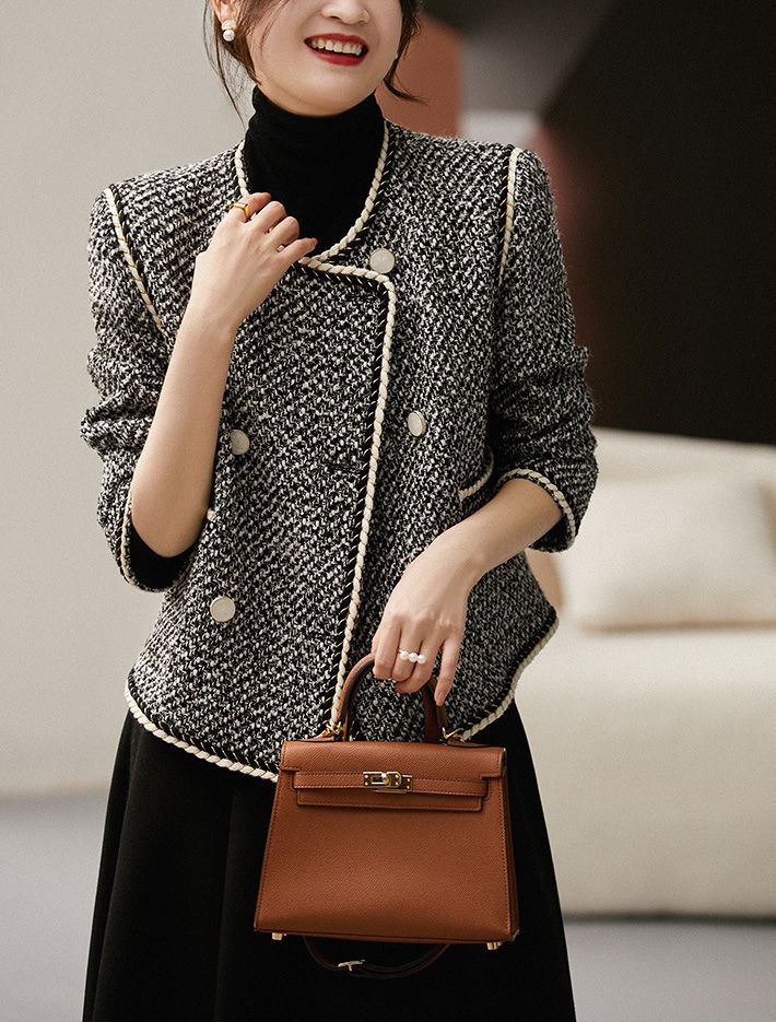 Tweed Jackets Woman White Shor - Women'S Fashion Utility Jacket のレビューと価格