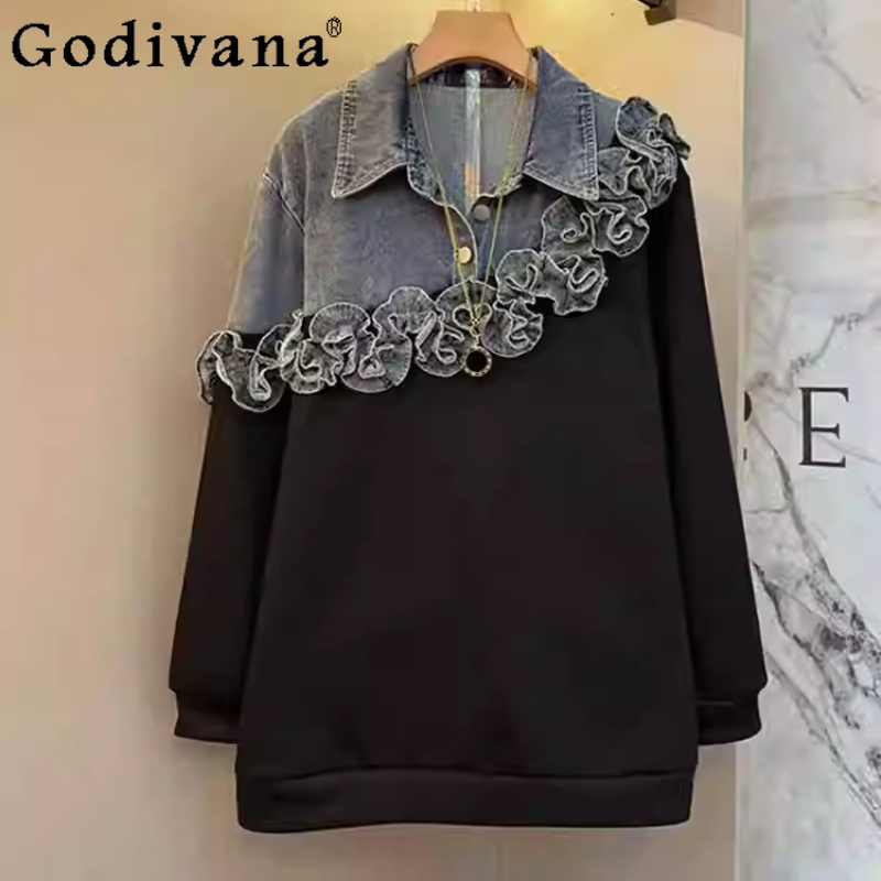 2026 Plus Size Girl Denim Turn - Women'S Fashion Sweatshirts のレビューと価格