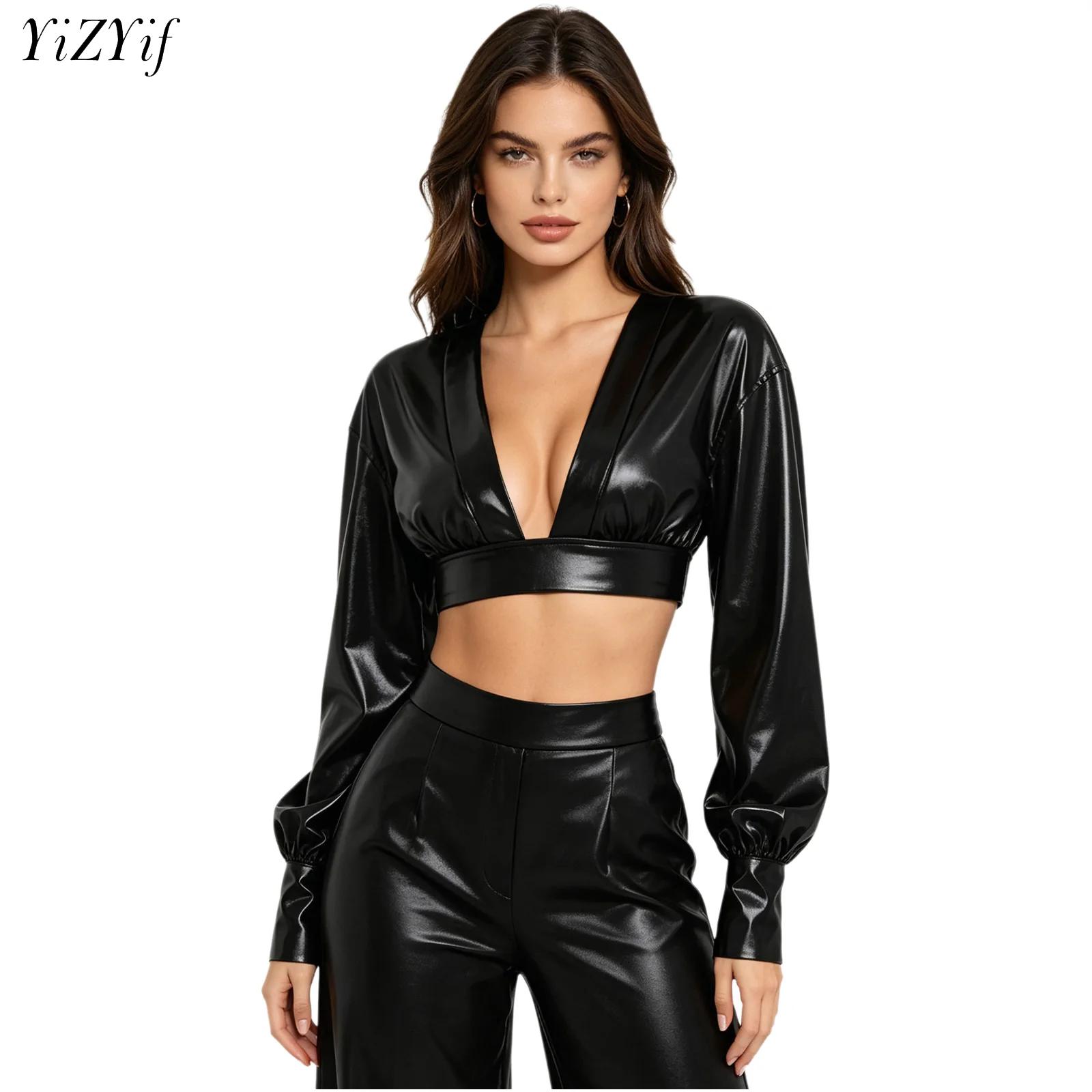 Womens Y2K Metallic Shiny Hip  - Crop Top Women のレビューと価格
